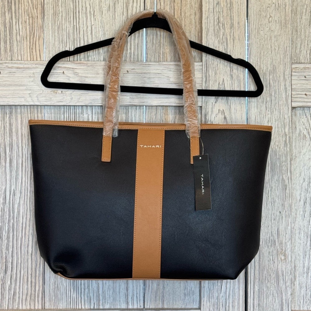 Tahari Black and Tan Tote NWT